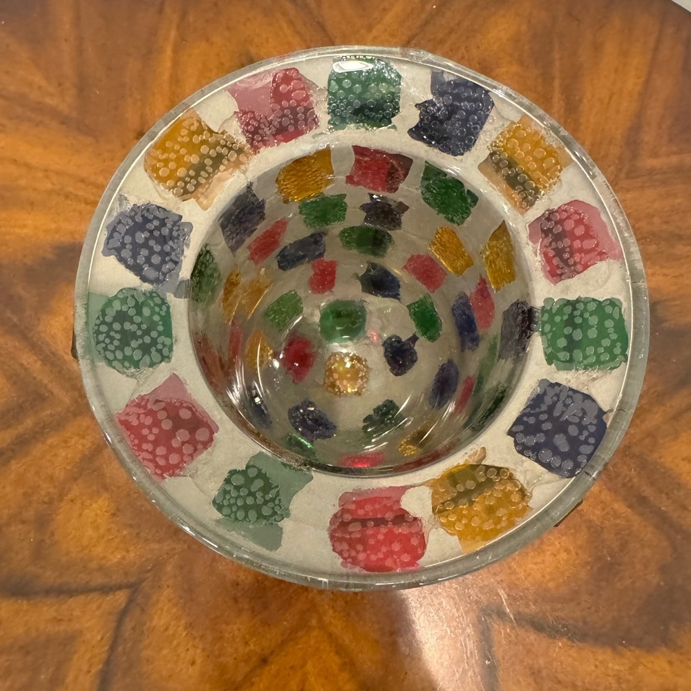 Stained Glass Mosaic Candle Holder With Iron Stand 1970’s Era - Picture 6 of 8